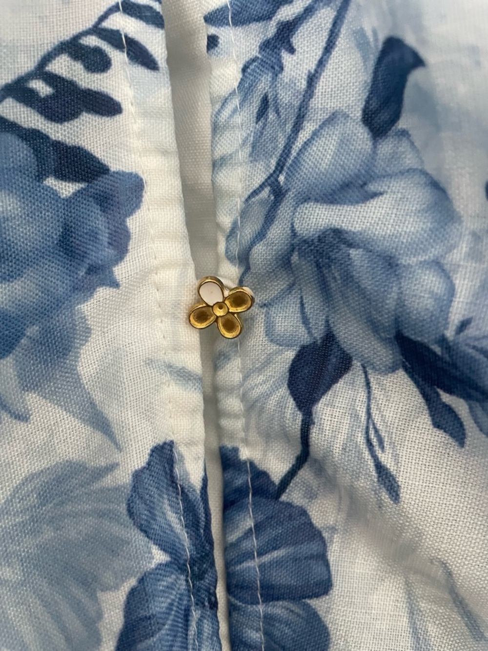 Anthropologie White Dress with Blue Floral Print - Picture 4 of 8